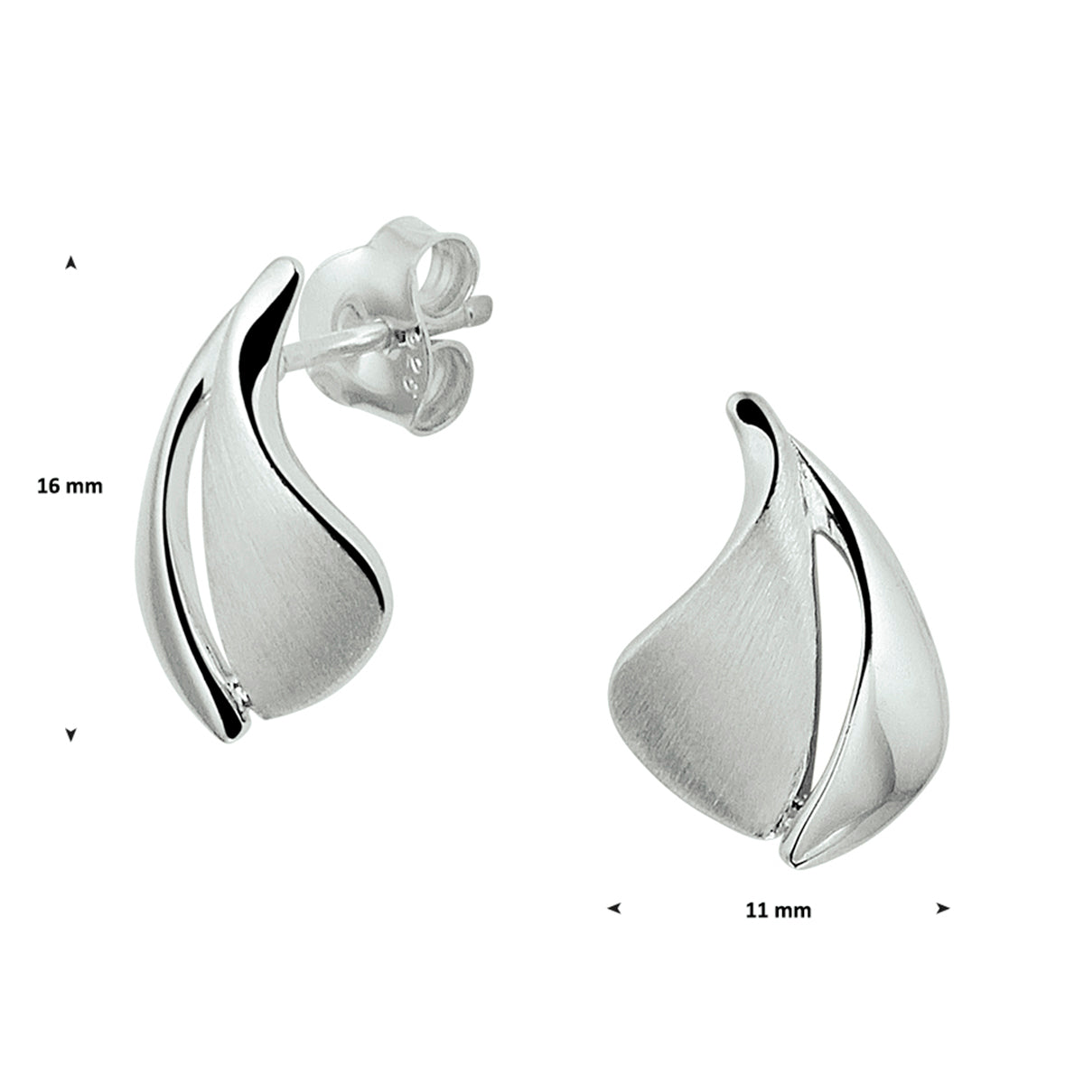Ohrstecker poly/mattsilber rhodiniert