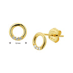 Ohrstecker runder Zirkonia 14K Gelbgold