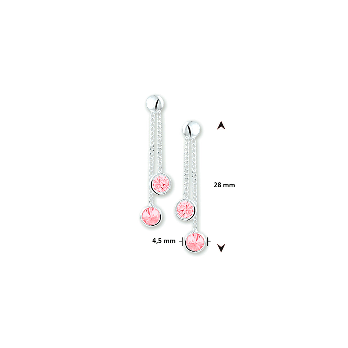 Ohrringe rosa Zirkonia silber weiß