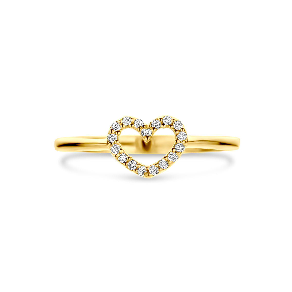 ring hartje lab grown diamant 0.09ct g vs 14K geelgoud