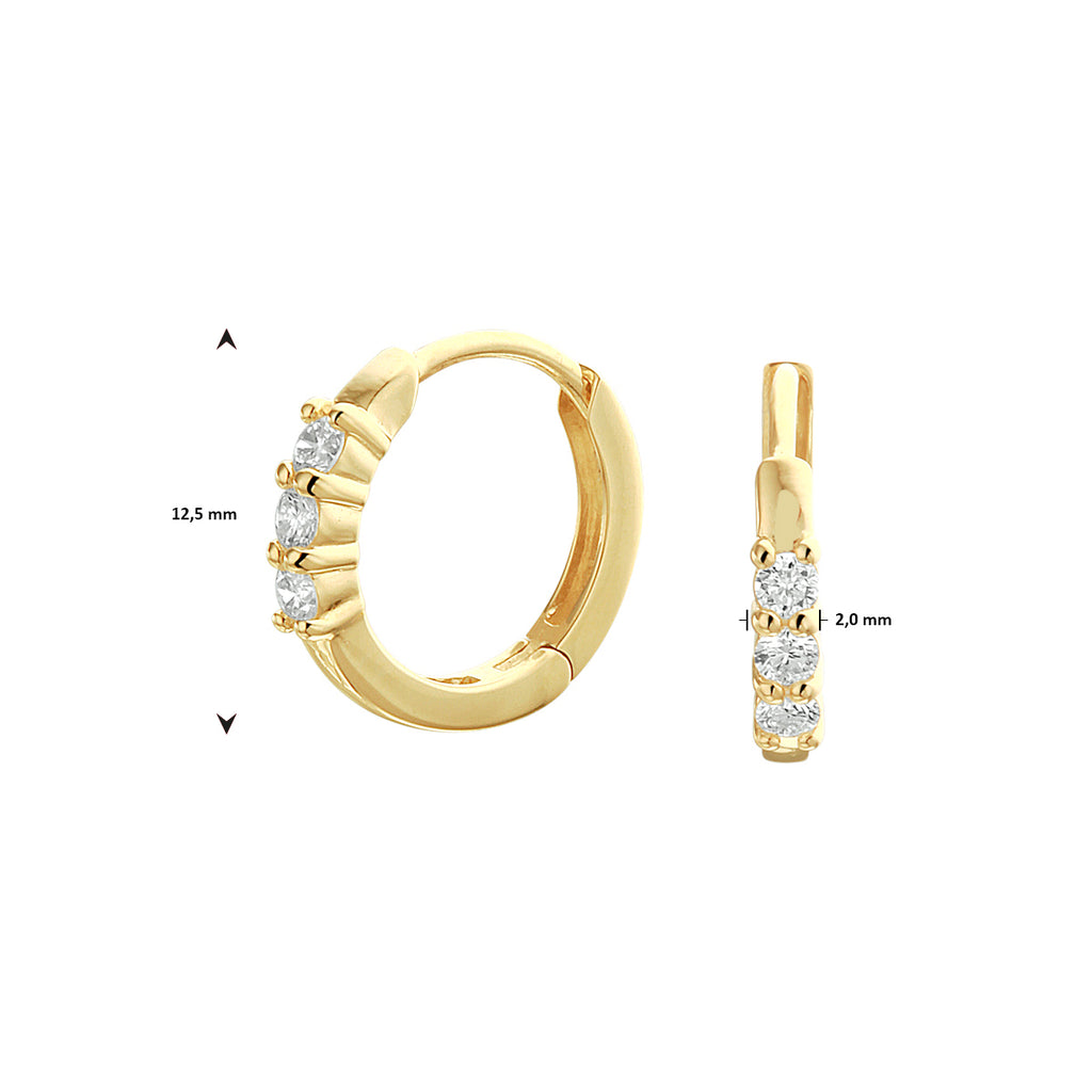 klapoorringen diamant 0.18ct (2x 0.09ct) h si 14K geelgoud - rond