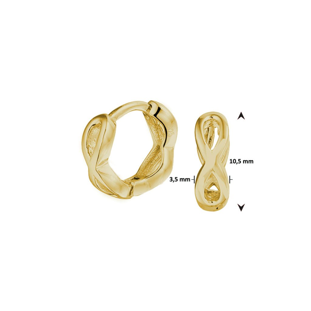 klapoorringen infinity 1 micron zilver verguld (geel)