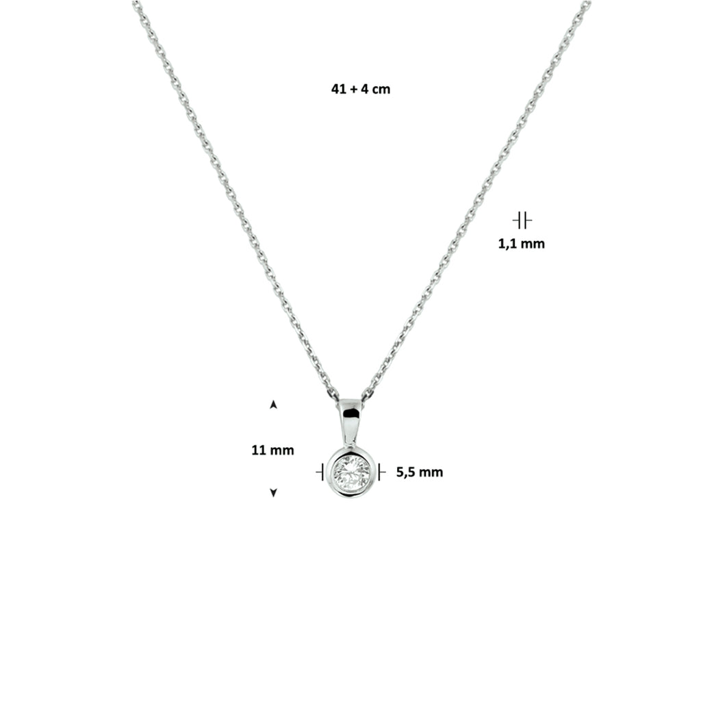 Halskette Zirkonia 41 + 4 cm Silber rhodiniert