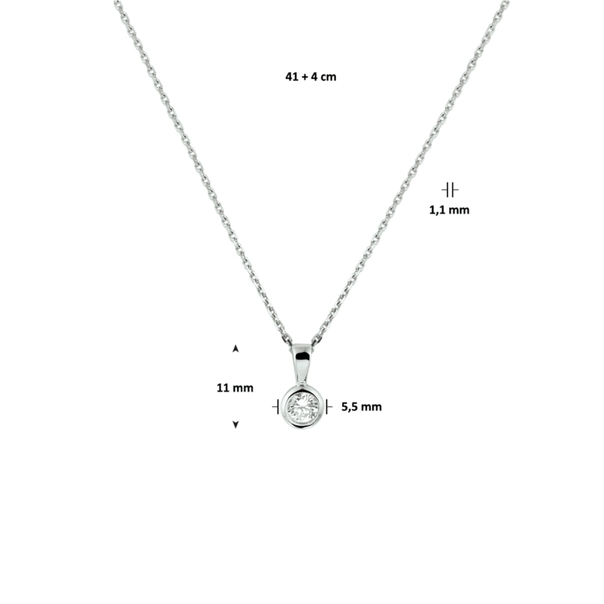Halskette Zirkonia 41 + 4 cm Silber rhodiniert