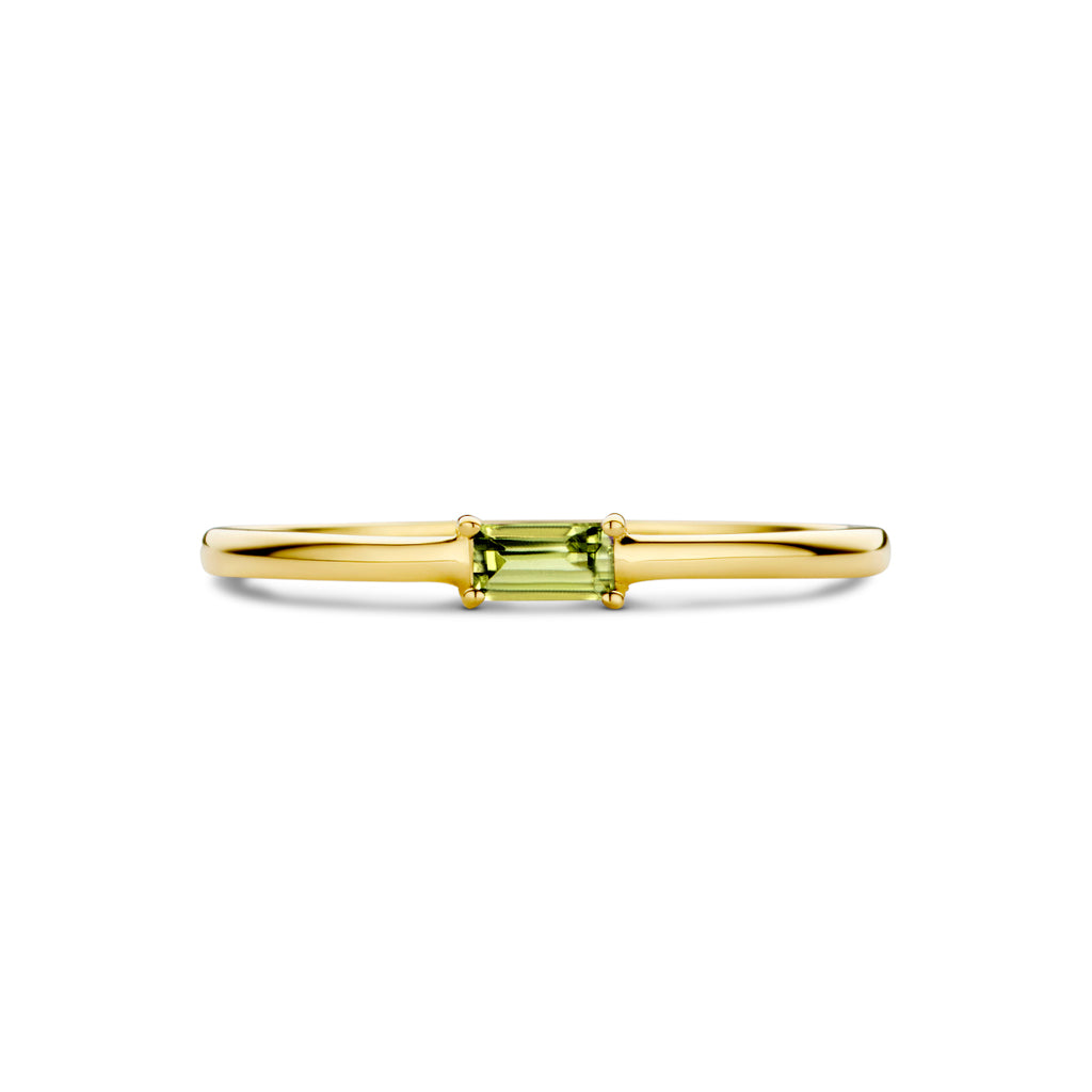 Ring mit Geburtsstein Peridot, 14. August, Gelbgold