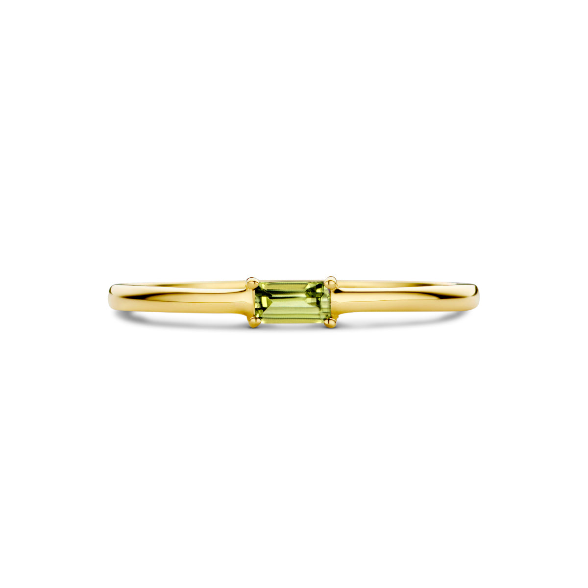 Ring mit Geburtsstein Peridot, 14. August, Gelbgold