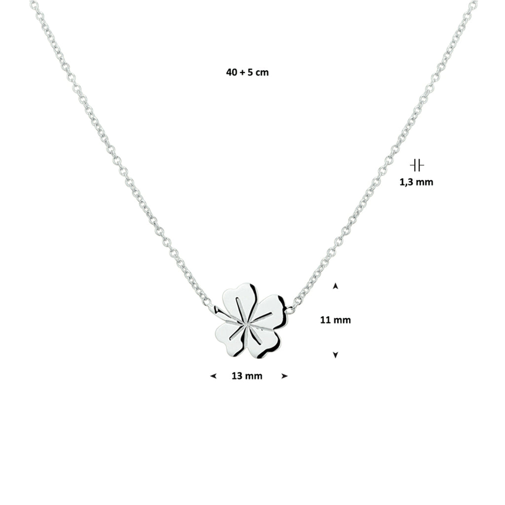 Halskette Kleeblatt 1,3 mm 40 + 5 cm Silber rhodiniert