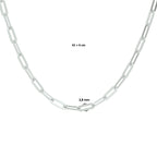 Halskette Büroklammer Flachrohr 3,8 mm 41 + 4 cm Silber rhodiniert