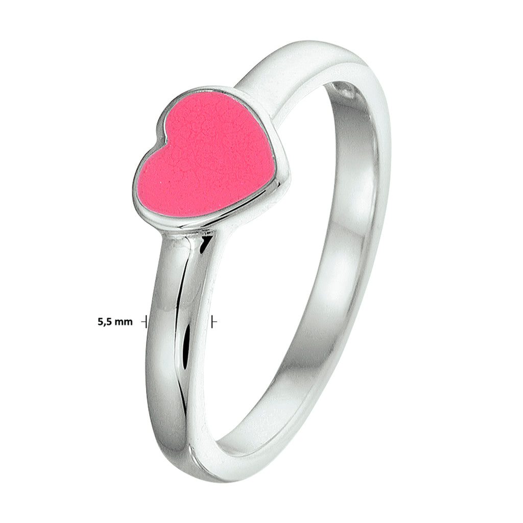Ring Herz Emaille Silber rhodiniert