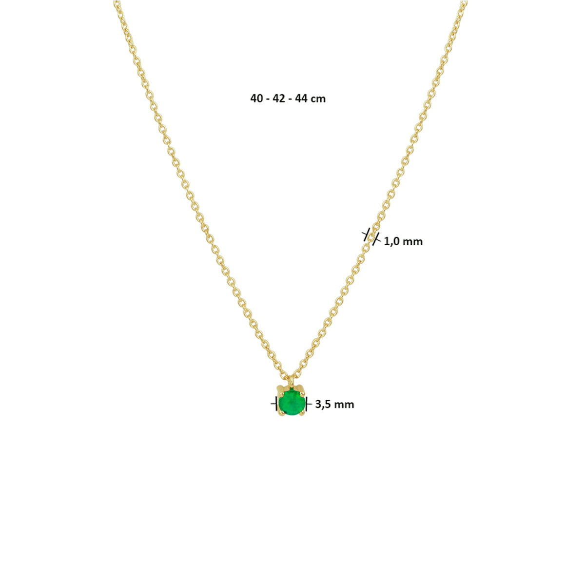 collier smaragd 40 - 42 - 44 cm 14K geelgoud