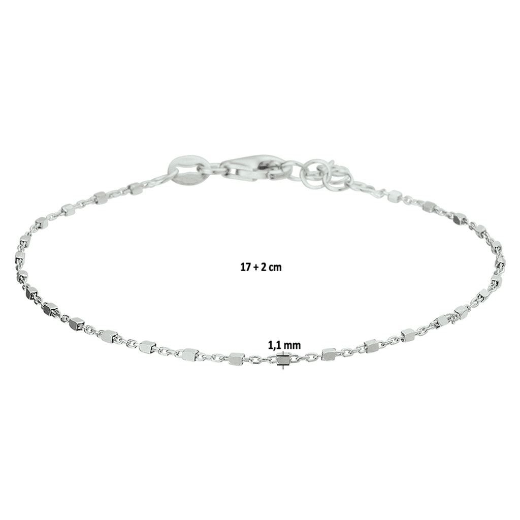 Armbandblöcke 1,1 mm 17 + 2 cm Silber rhodiniert