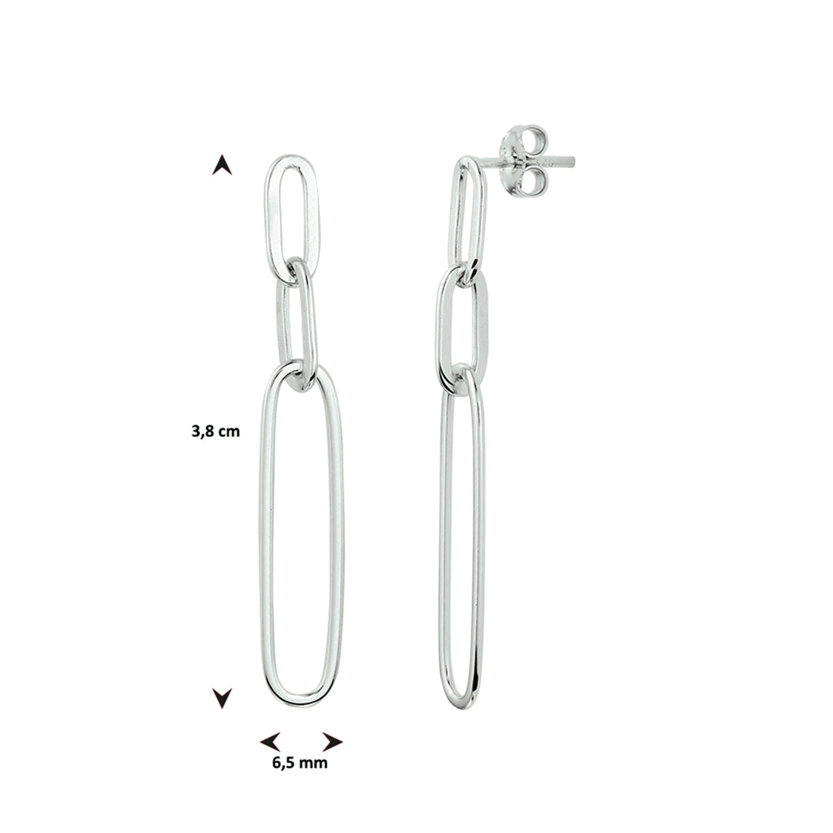 oorhangers paperclip zilver gerhodineerd