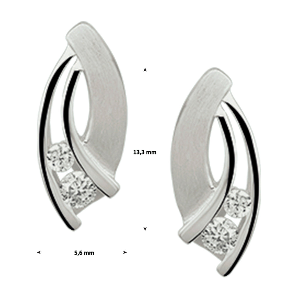 Ohrstecker Zirkonia Poly/Silber matt rhodiniert
