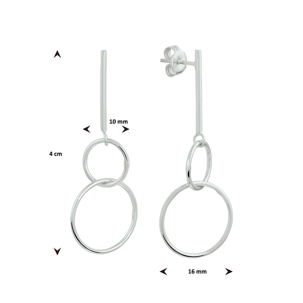 oorhangers rondjes zilver gerhodineerd