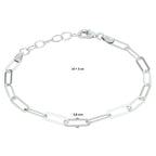 Armband Büroklammer Flachrohr 3,8 mm 16 + 3 cm Silber rhodiniert