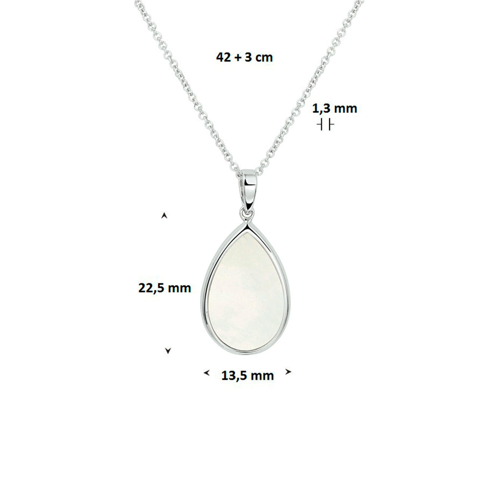 Halskette Perlmutt 42 + 3 cm Silber rhodiniert