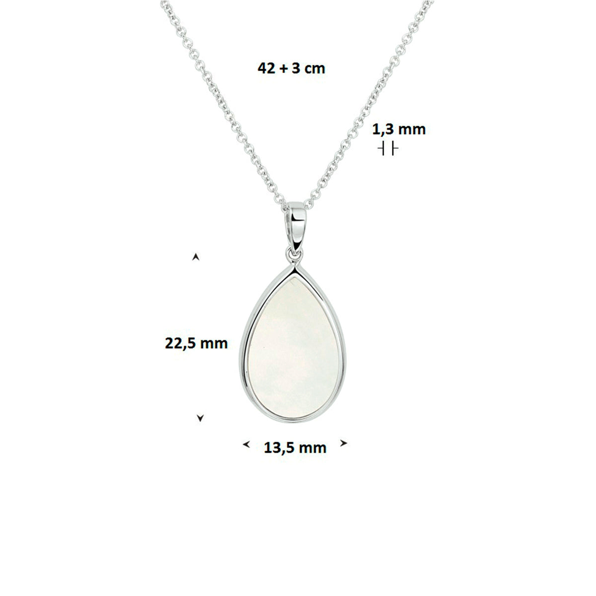 Halskette Perlmutt 42 + 3 cm Silber rhodiniert