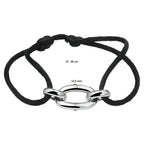 Armband Satin schwarz 13 - 26 cm rhodiniert Silber mit Gummi/Nylon/Leder