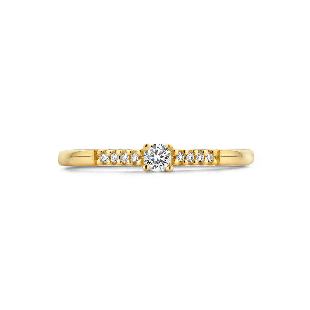 ring diamant 0.10ct h si 14K geelgoud