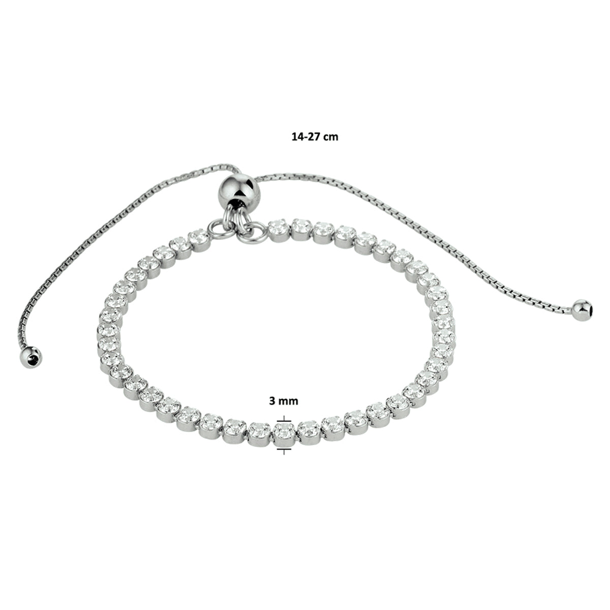 Armband Zirkonia 14 - 27 cm Silber rhodiniert