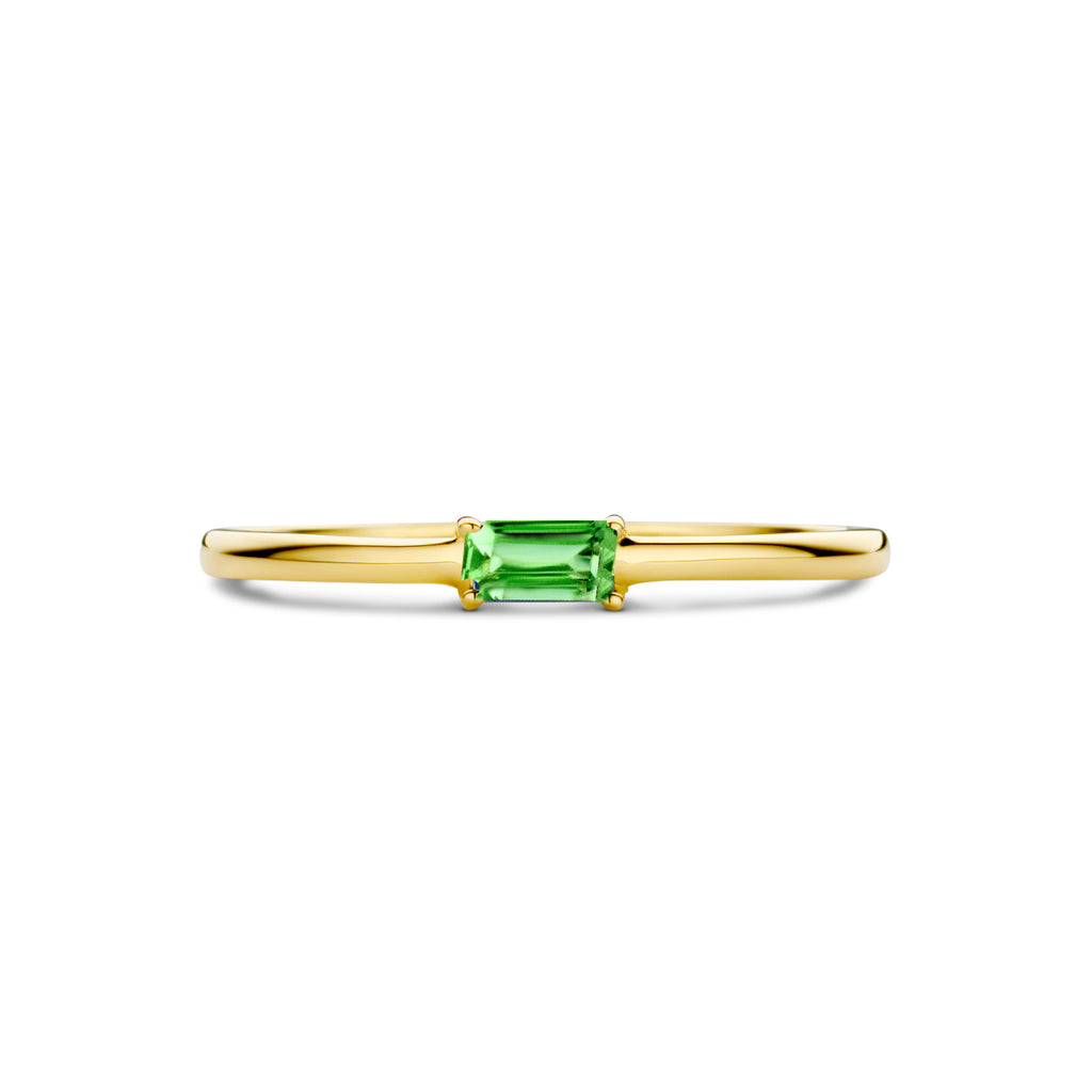 ring met geboortesteen smaragd mei 14K geelgoud