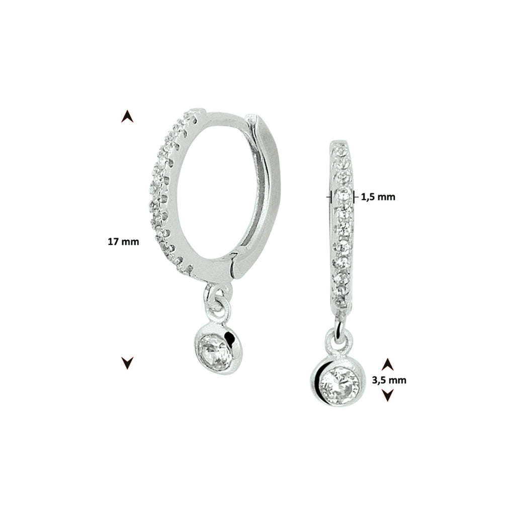 klapoorringen zirkonia zilver gerhodineerd