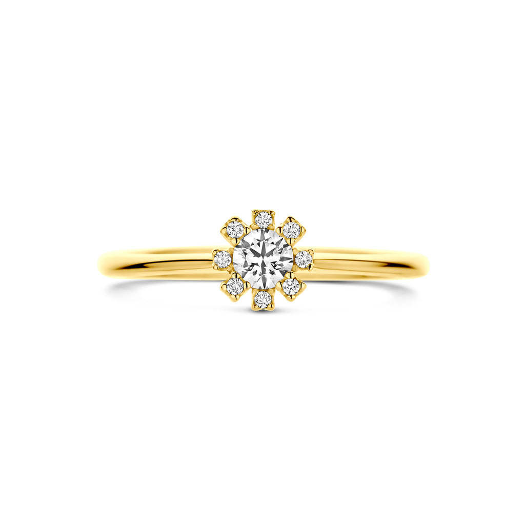 Ring Rosette Zirkonia 14K Gelbgold