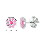 oorknoppen bloem emaille zilver gerhodineerd