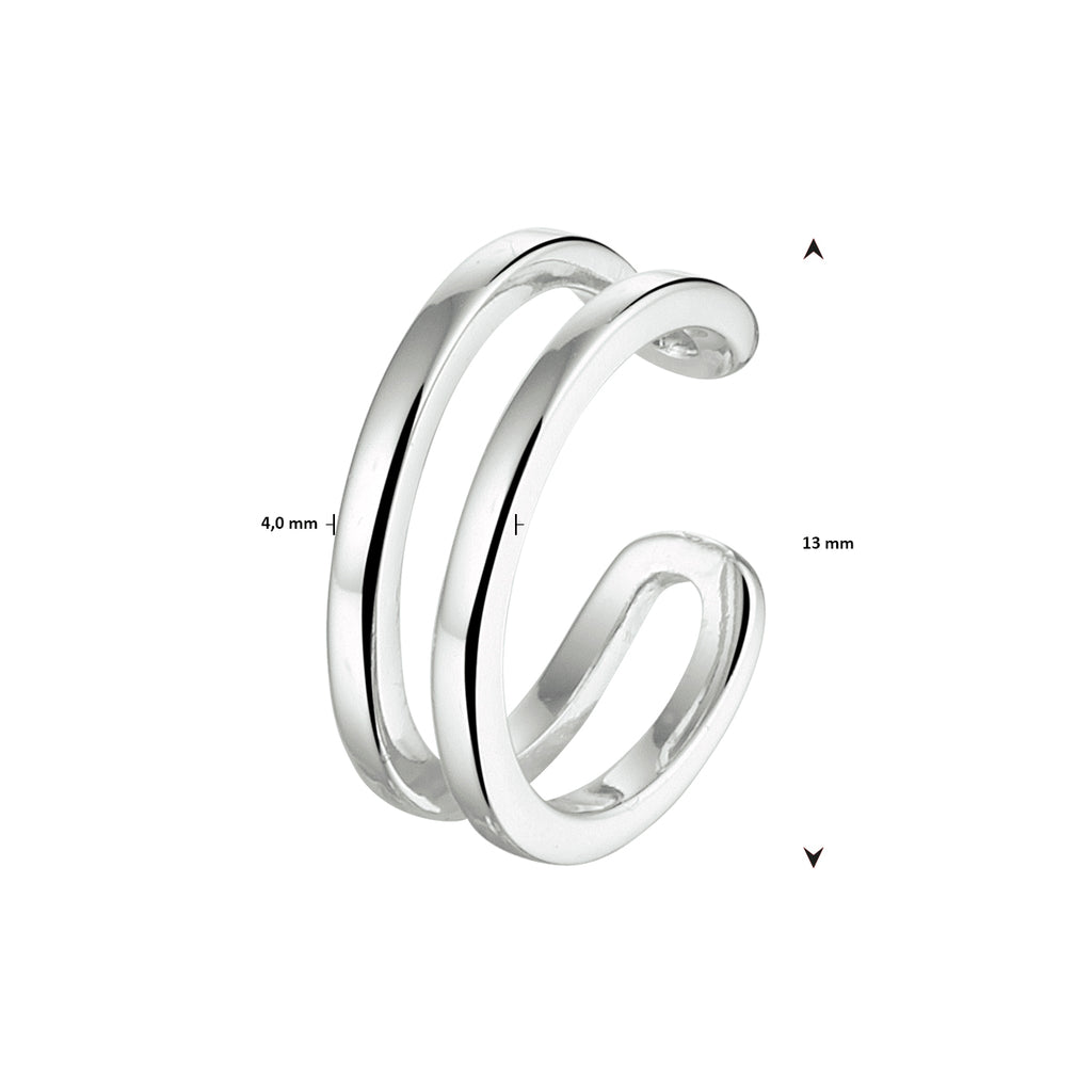 earcuff 13 mm zilver gerhodineerd