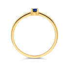ring met geboortesteen saffier september 14K geelgoud
