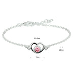 Armband Herz und Zirkonia 13 - 15 cm Silber rhodiniert