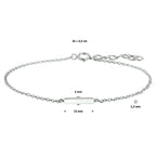 armband balkje 16 + 2,5 cm zilver gerhodineerd