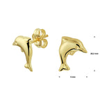 Delfin-Ohrstecker aus 14-karätigem Gelbgold