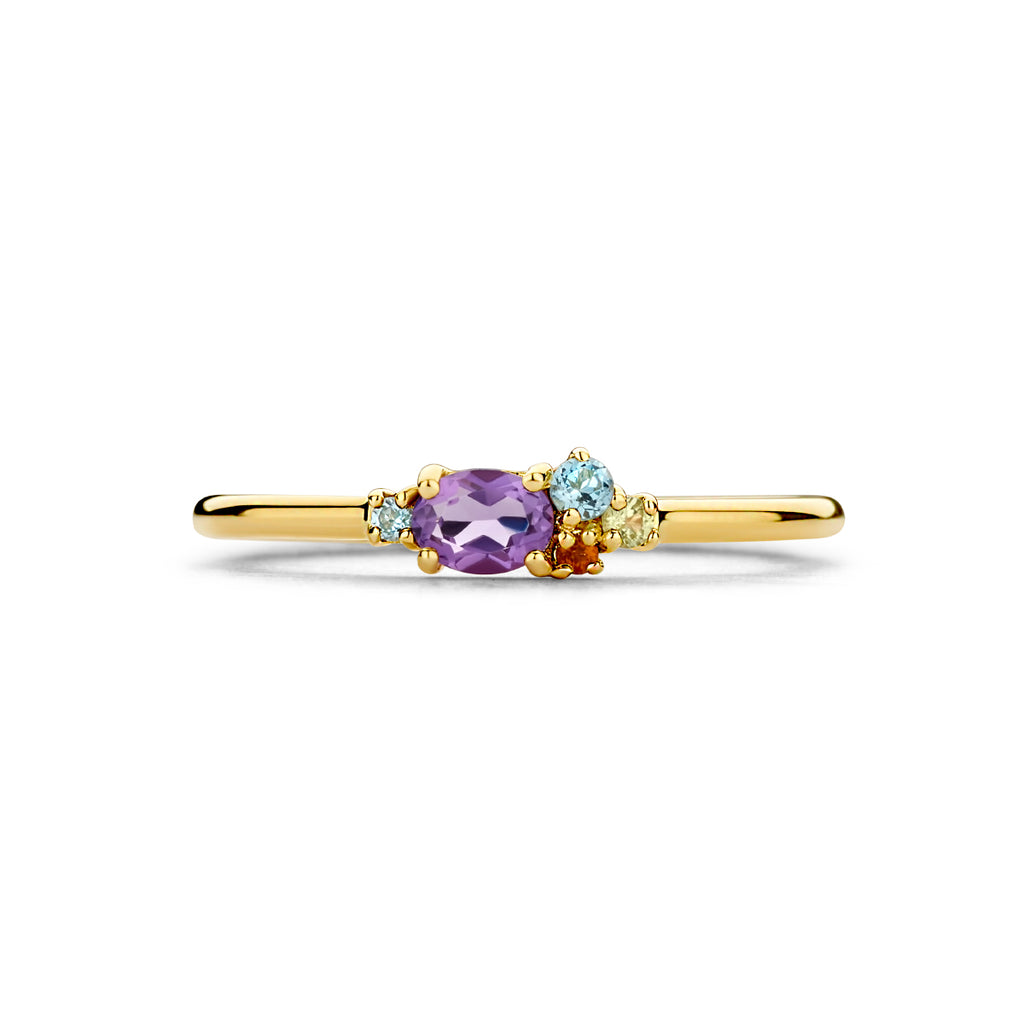 ring natuurlijke kleurstenen 0.16ct 14K geelgoud