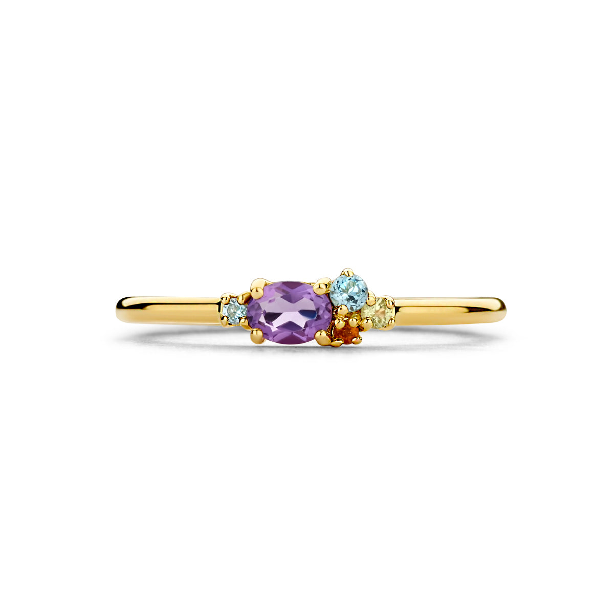 ring natuurlijke kleurstenen 0.16ct 14K geelgoud
