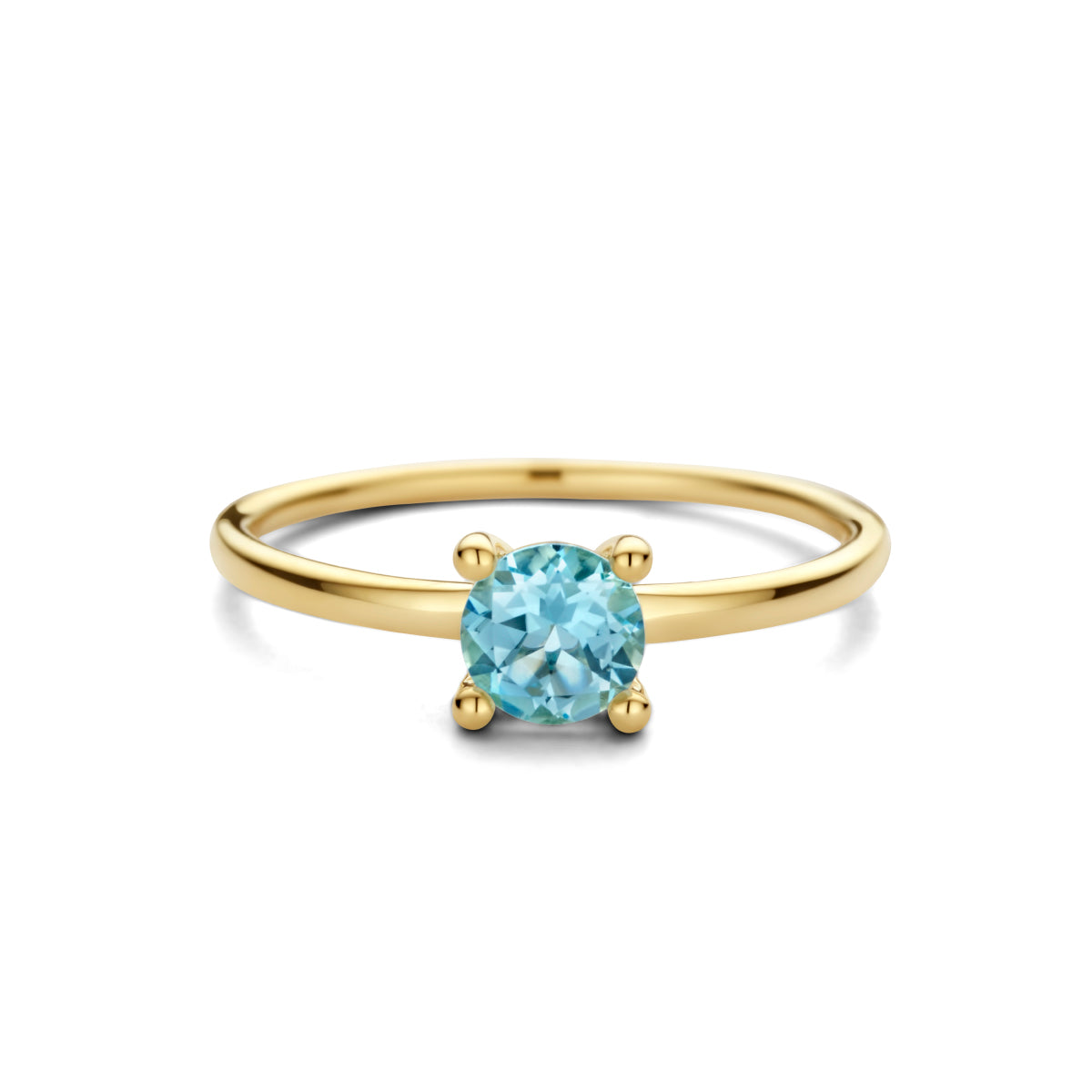ring blauw topaas 14K geelgoud