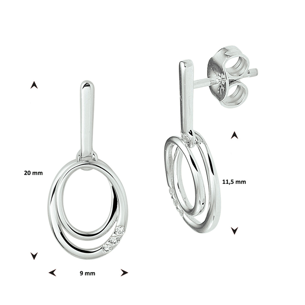 oorhangers diamant 0.04ct (2x0.02ct) h si 14K witgoud - ovaal