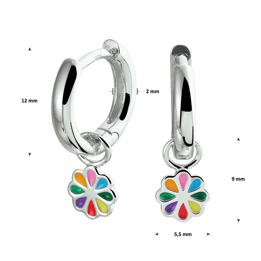 Ohrringe Blume Emaille rhodiniertes Silber