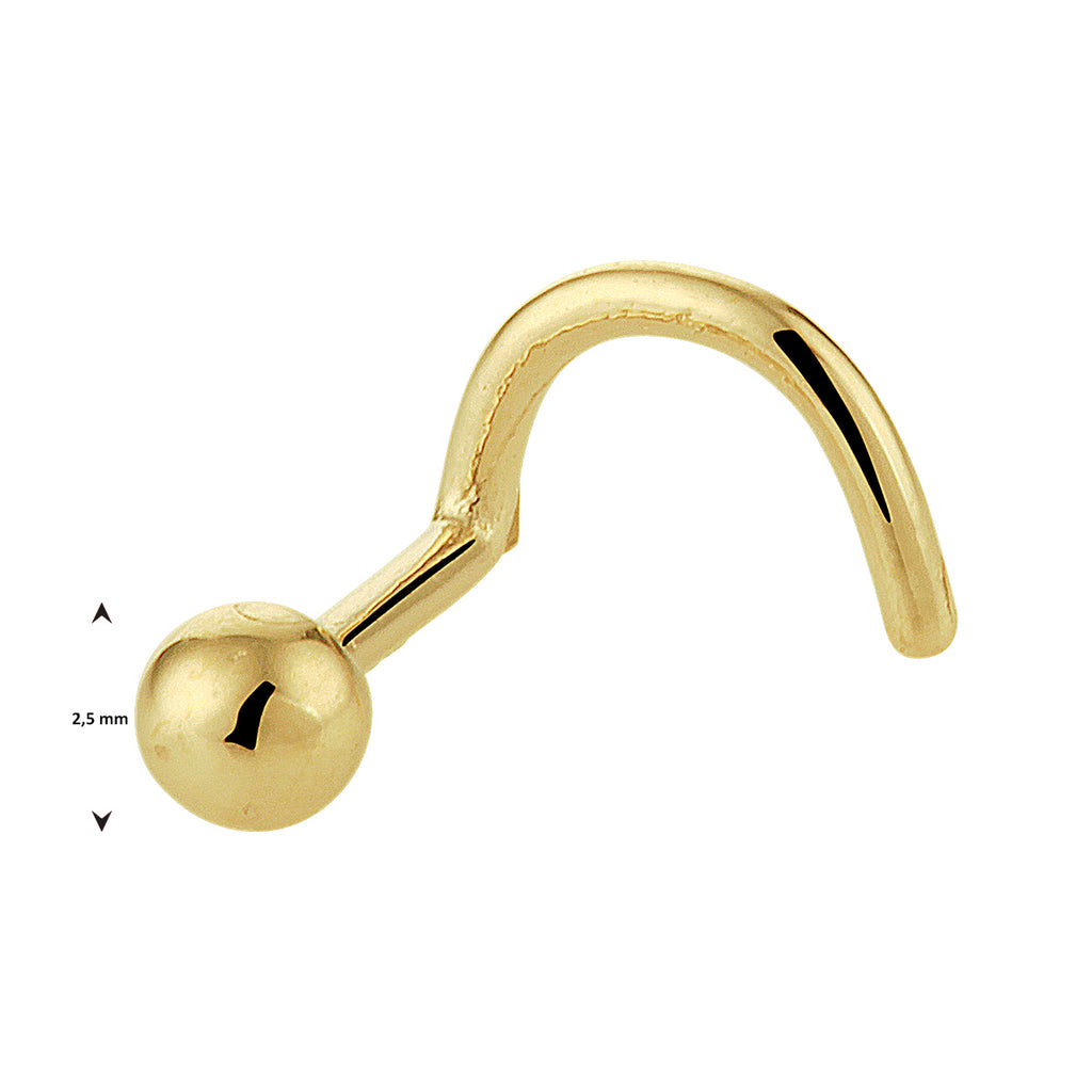 Curl-Nasenstecker mit Kugel aus 14-karätigem Gelbgold