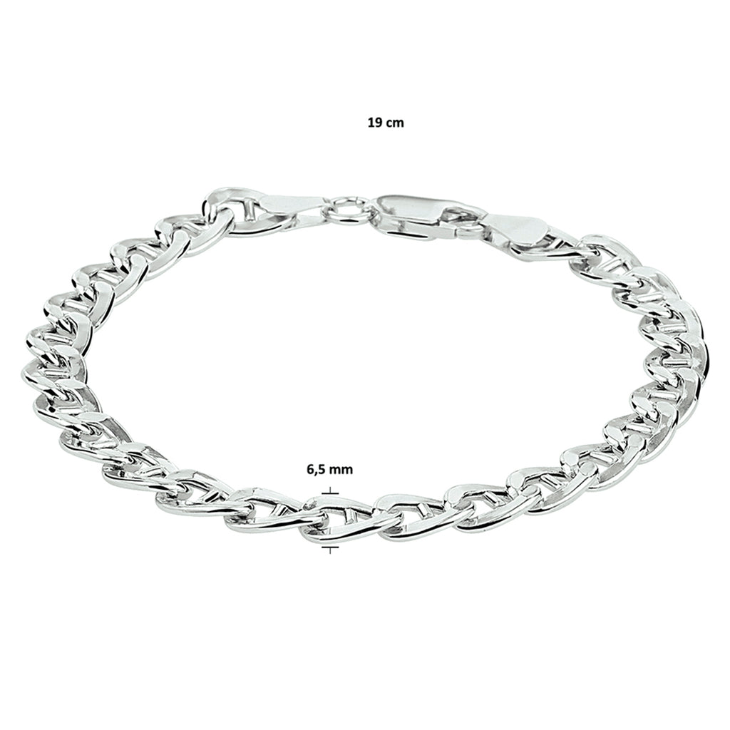 Armband Anker 6,5 mm 19 cm Silber rhodiniert