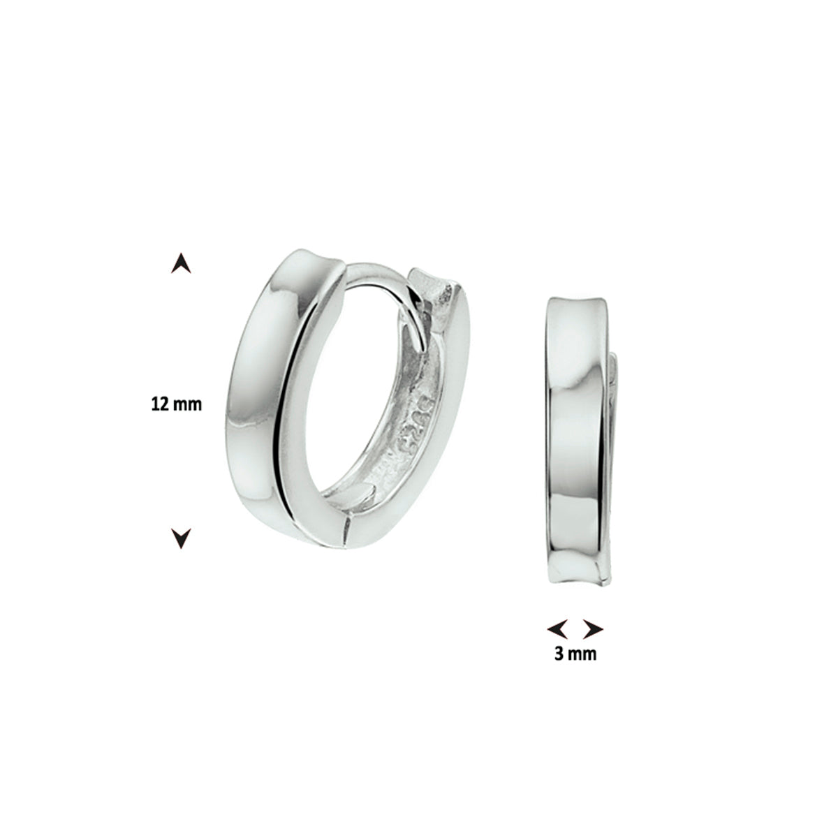 klapoorringen zilver gerhodineerd
