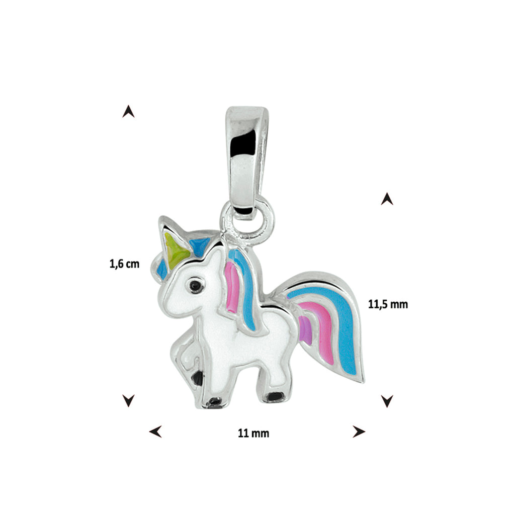 Anhänger Einhorn Emaille rhodiniertes Silber