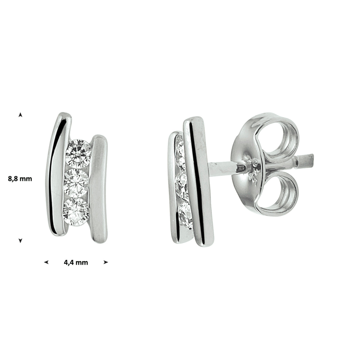 Ohrstecker Zirkonia Silber rhodiniert