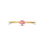 Ring mit Geburtsstein, rosafarbenem Turmalin, 14. Oktober, Gelbgold