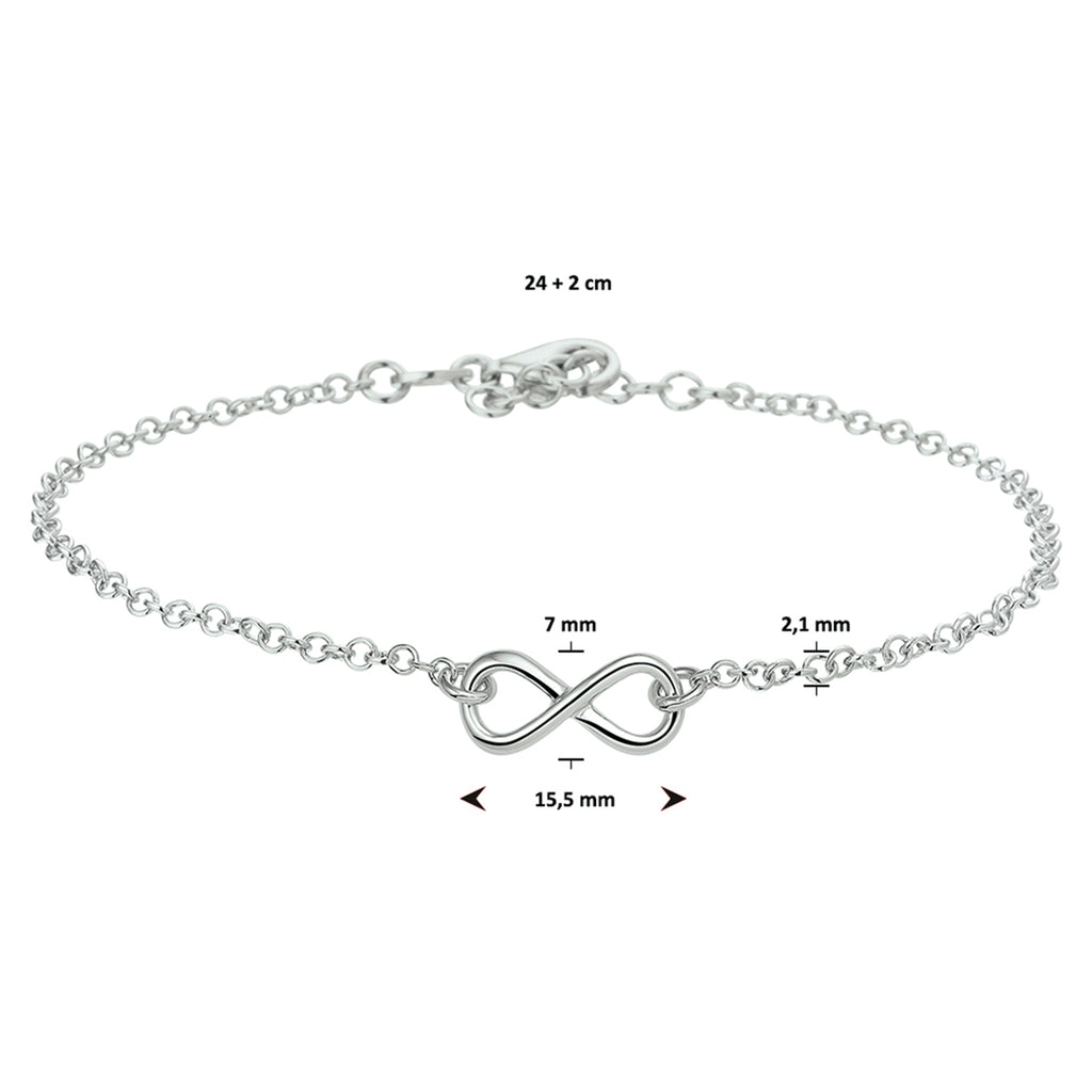 Fußkettchen Infinity 24 + 2 cm Silber rhodiniert