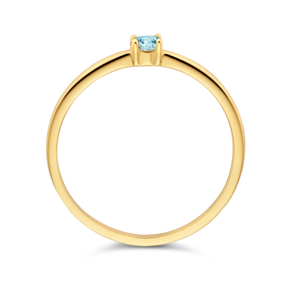ring met geboortesteen aquamarijn maart 14K geelgoud