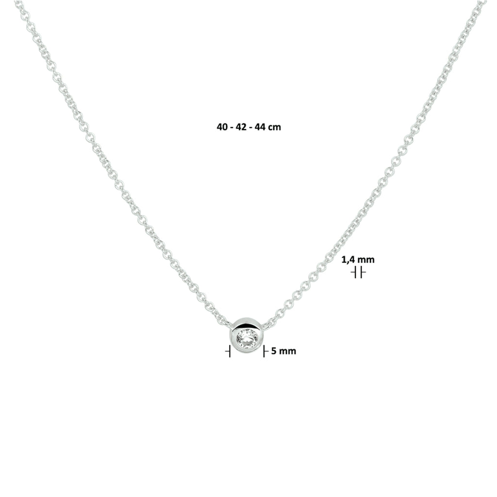 Zirkonia-Halskette 40 - 42 - 44 cm Silber rhodiniert