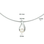 Halskette Perle 42 + 3 cm Silber rhodiniert