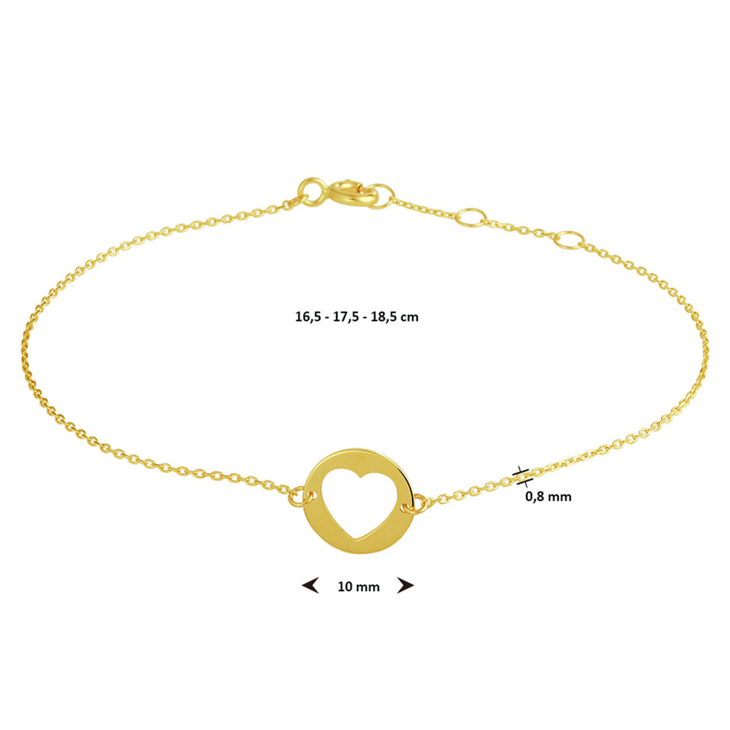 Armband Herz 16,5 - 17,5 - 18,5 cm 14K Gelbgold