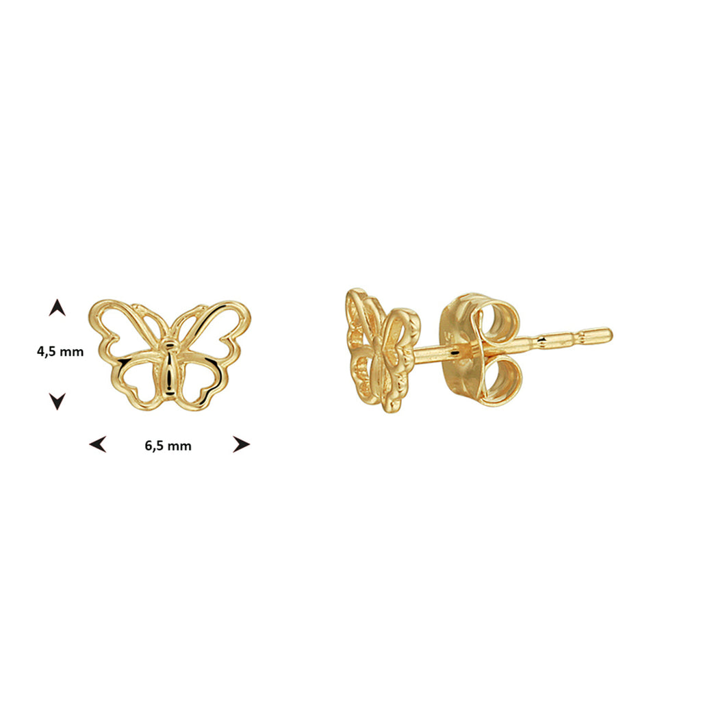 Schmetterlings-Ohrstecker aus 14-karätigem Gelbgold